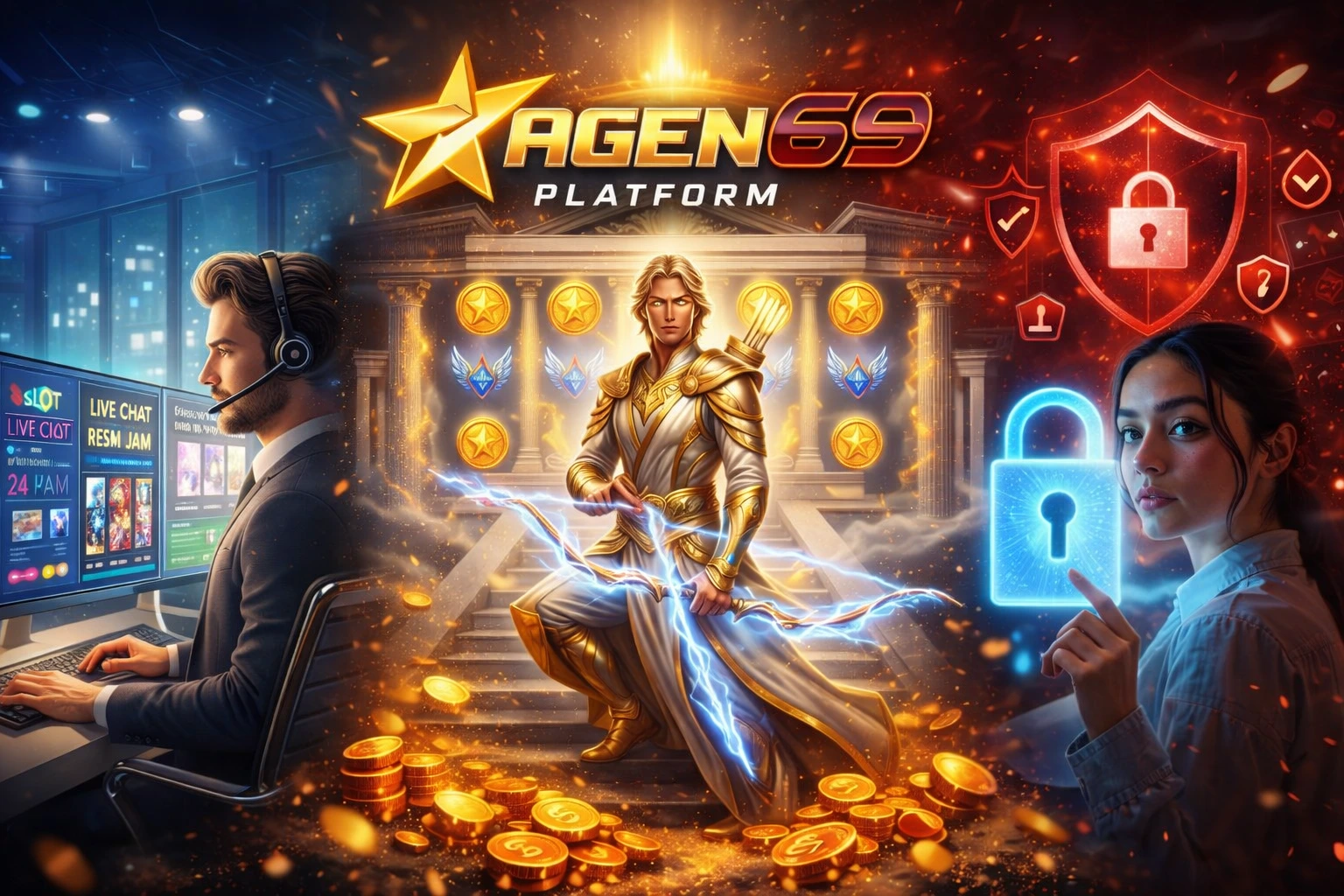 Ilustrasi checklist keamanan dengan ikon gembok dan centang