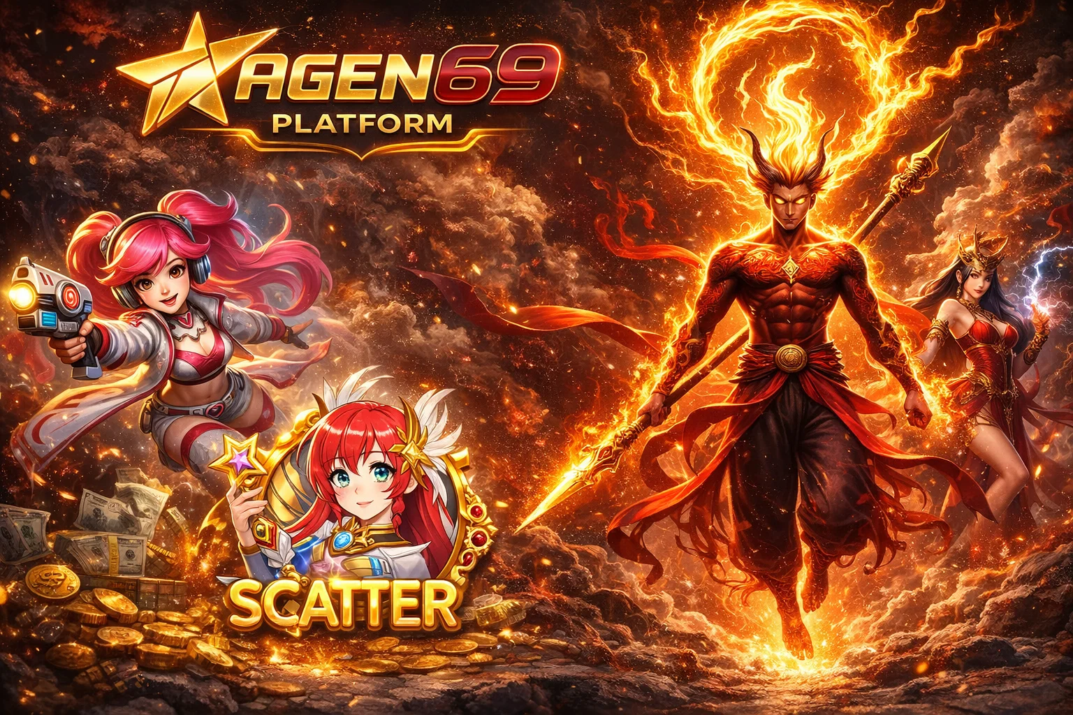 Diagram arsitektur sistem Agen69 yang kompleks dengan berbagai komponen